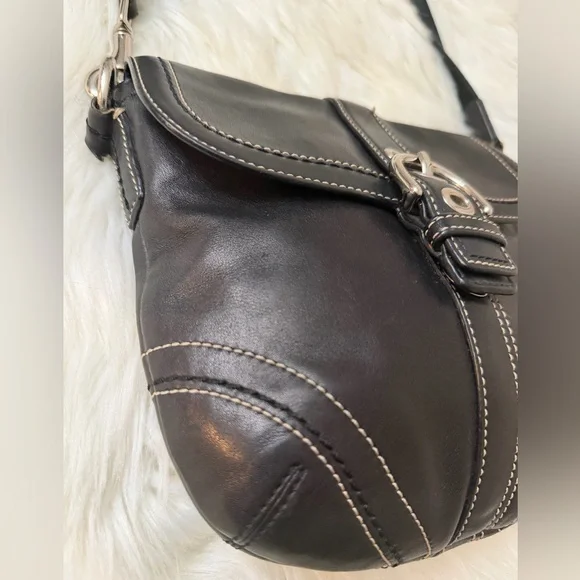 Coach Black Leather Crossbody Bag with Buckle - Picture 4 of 12